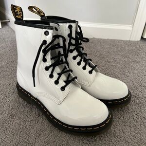 Dr. Martens White /Black Leather boots